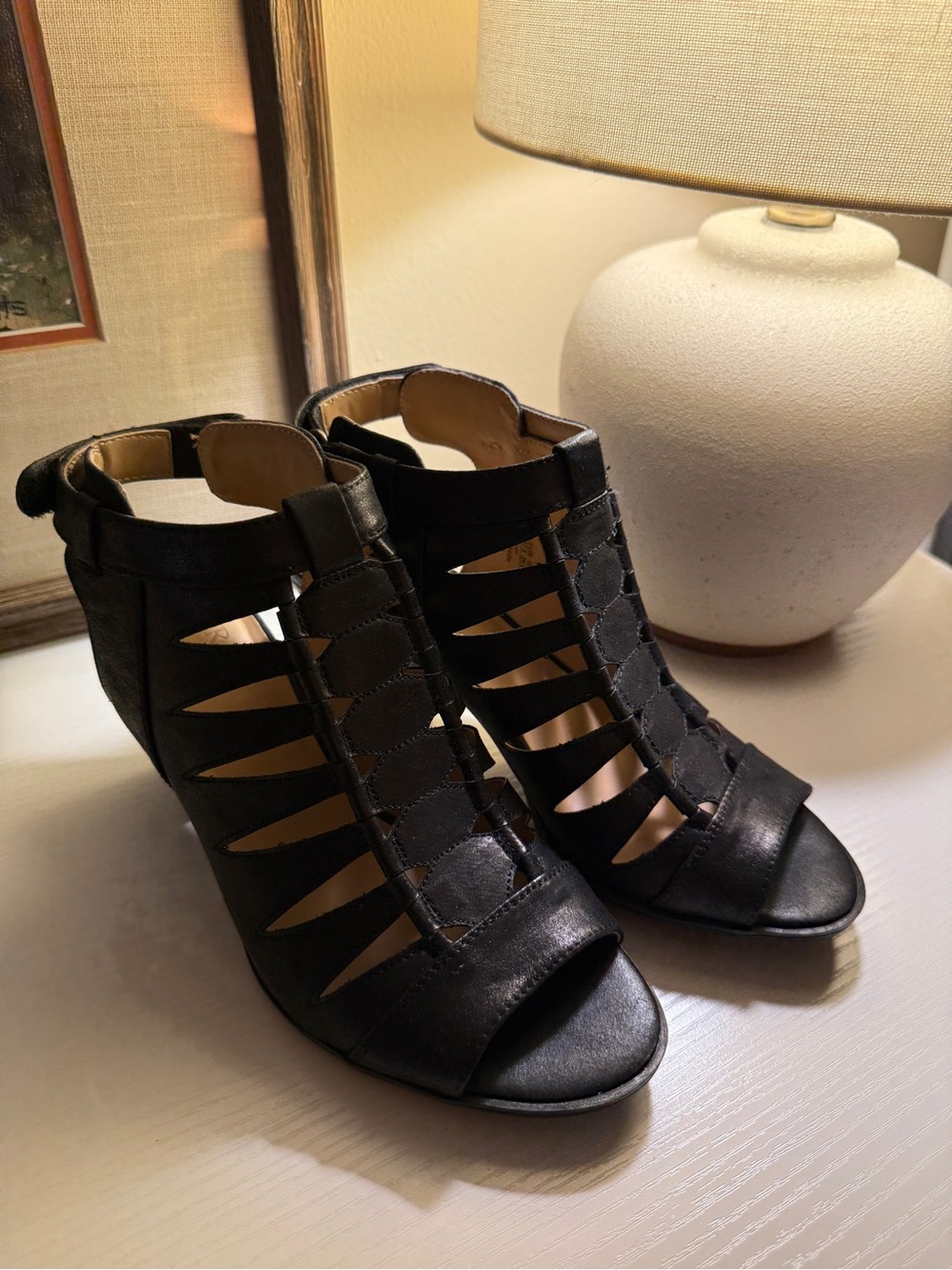 Naturalizer Black Cutout Peep-Toe Heels